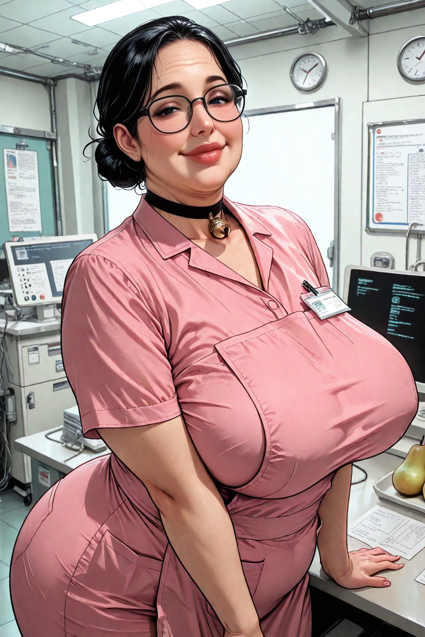 Futuristic Hospital, Double Chin, Japanese Woman BBW AI Porn