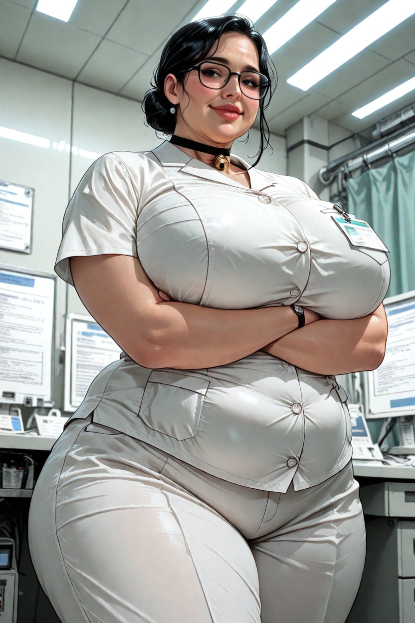 Soft White Lighting, Closed Lips, Sleek Atmosphere BBW AI Porn