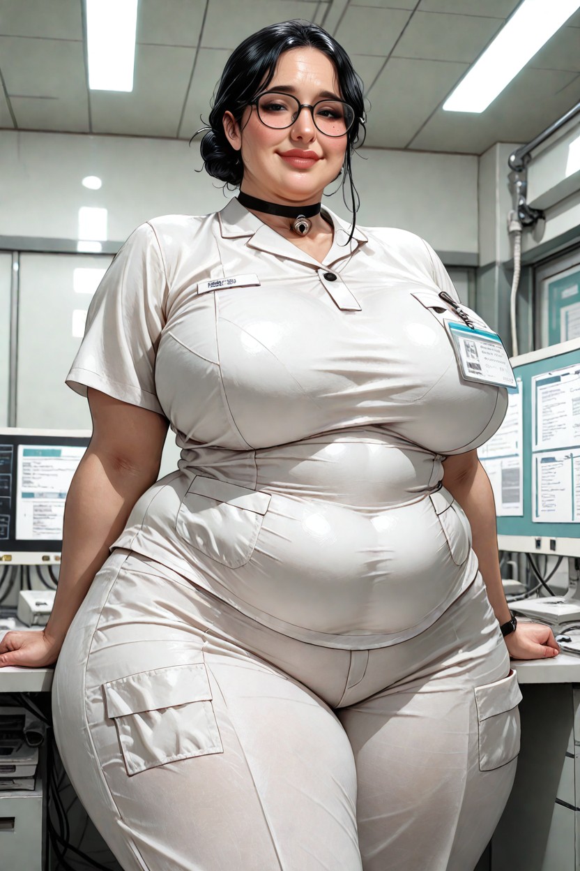 White Pants, Clothed Large Wide Hips, Hyper Fat BBW AI Porn