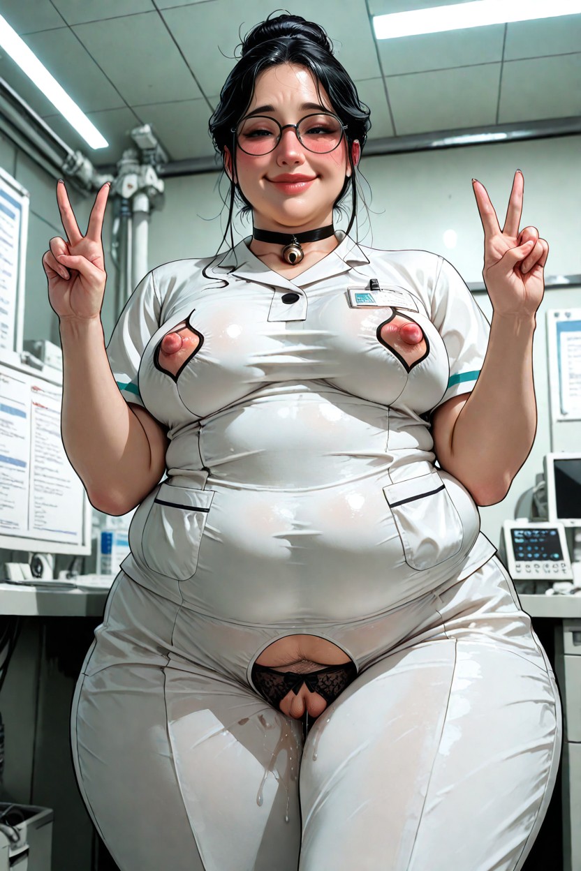 Hyper Obesity, Sleek Atmosphere, Embarrassed BBW AI Porn
