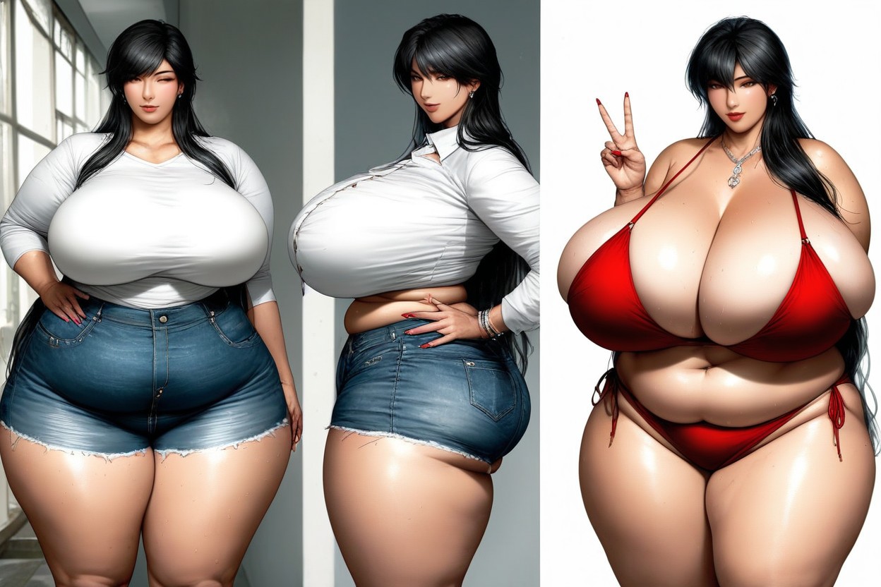 Perfect Hentai, Standing Up Confidently, Extremely Large Ass BBW AI Porn