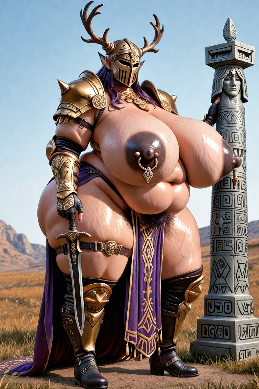Khaganate Tribal Dagger Strapped To Thigh, Grassland Wind Magic Bow At Waist Side, Jet Black Nipples,huge Long Thick Nipples Porno BBW IA