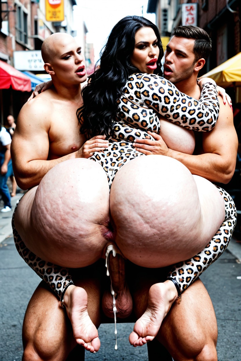 Triple Fucked, Hug, Black Hyper-cocks Focus BBW AI Porn