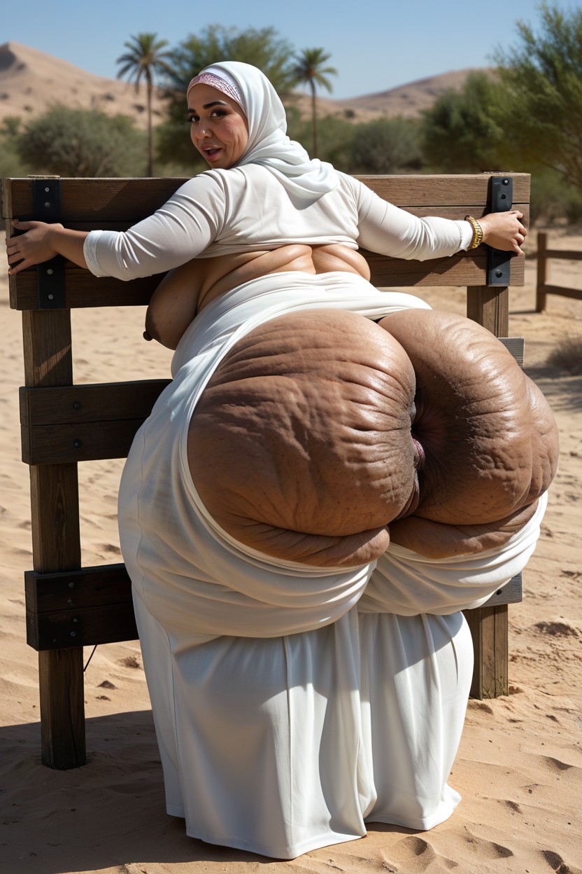 Desert, Y-seam Detail On The Buttocks, Chubby Cellulite Arms BBW AI Porn