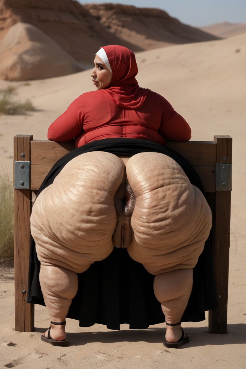 Dark Nipples, Lite Hairy Ass, Desert BBW AI Porn