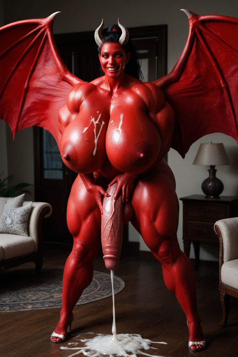 Colossal Breast, Huge Erected Nipples, Red Erected Big Cock BBW AI Porn
