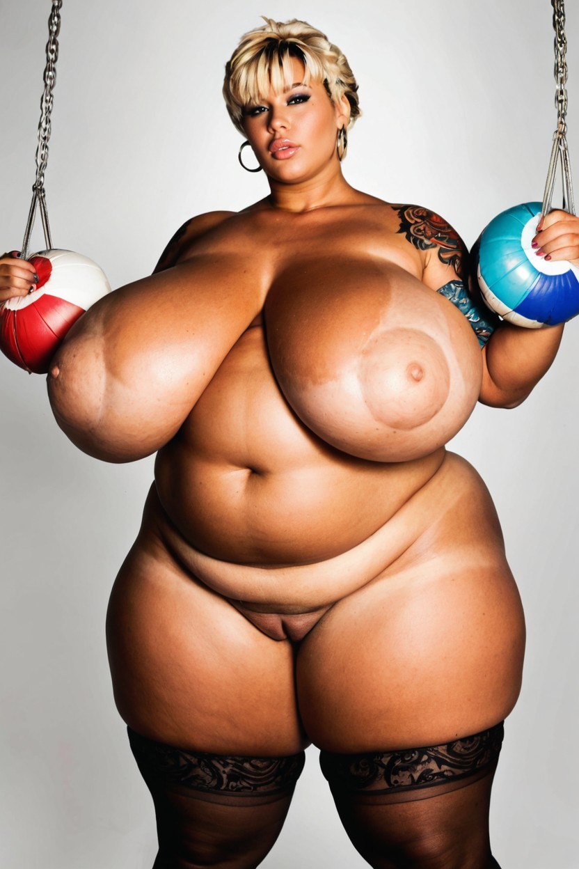 Seductive, Ssbbw Super Chubby Body Tanned Skin, Hyper Mega Sized Natural Breasts BBW AI Porn