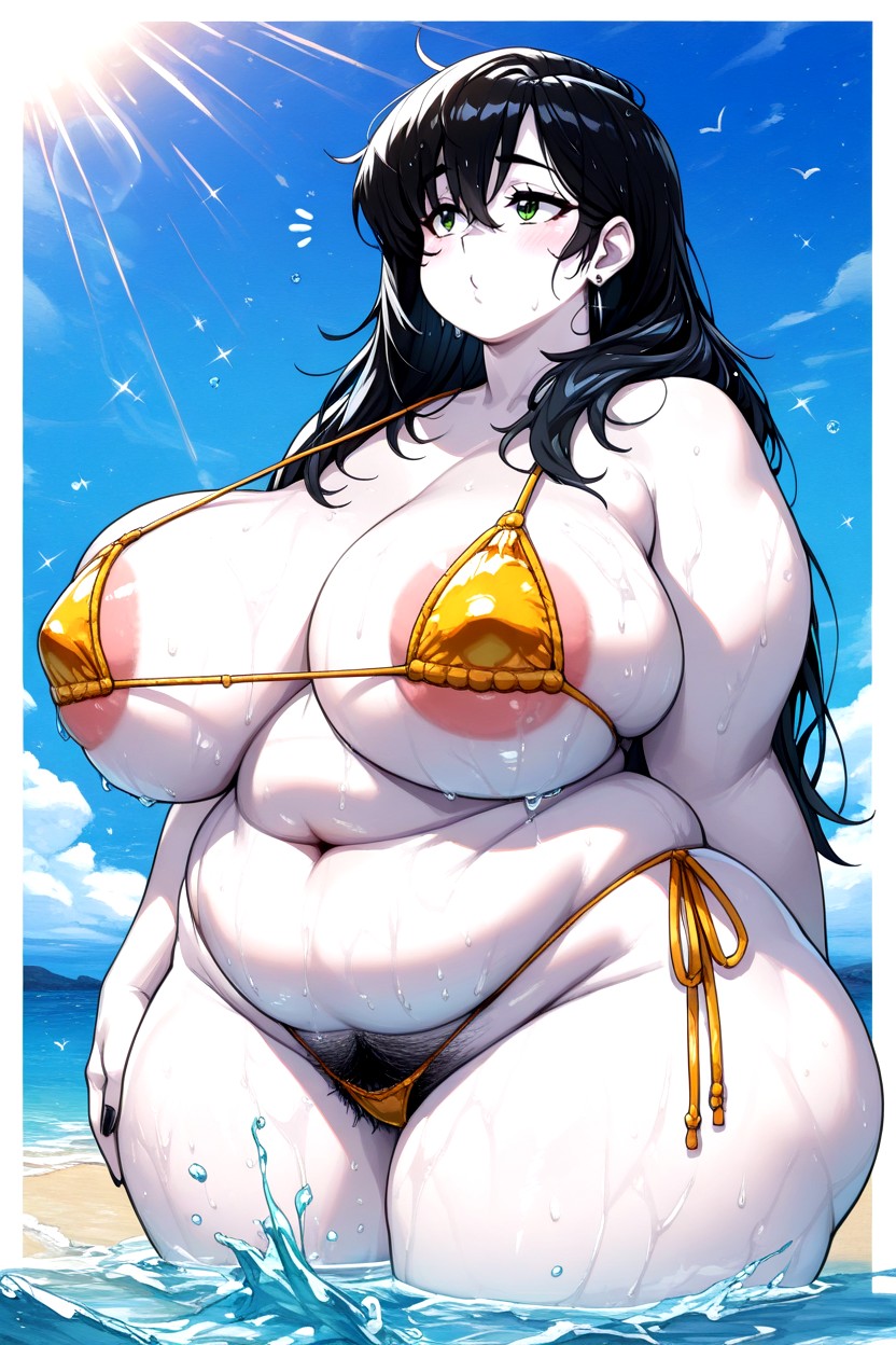 Summer Vibe, Wet Body, Soft Wind BBW AI Porn