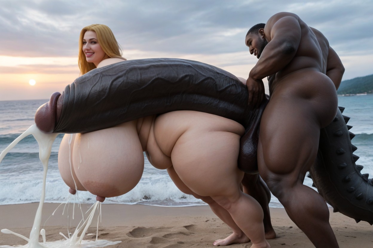 Exaggerated Oversized Hips, Gigantic Bust, Side View BBW AI Porn