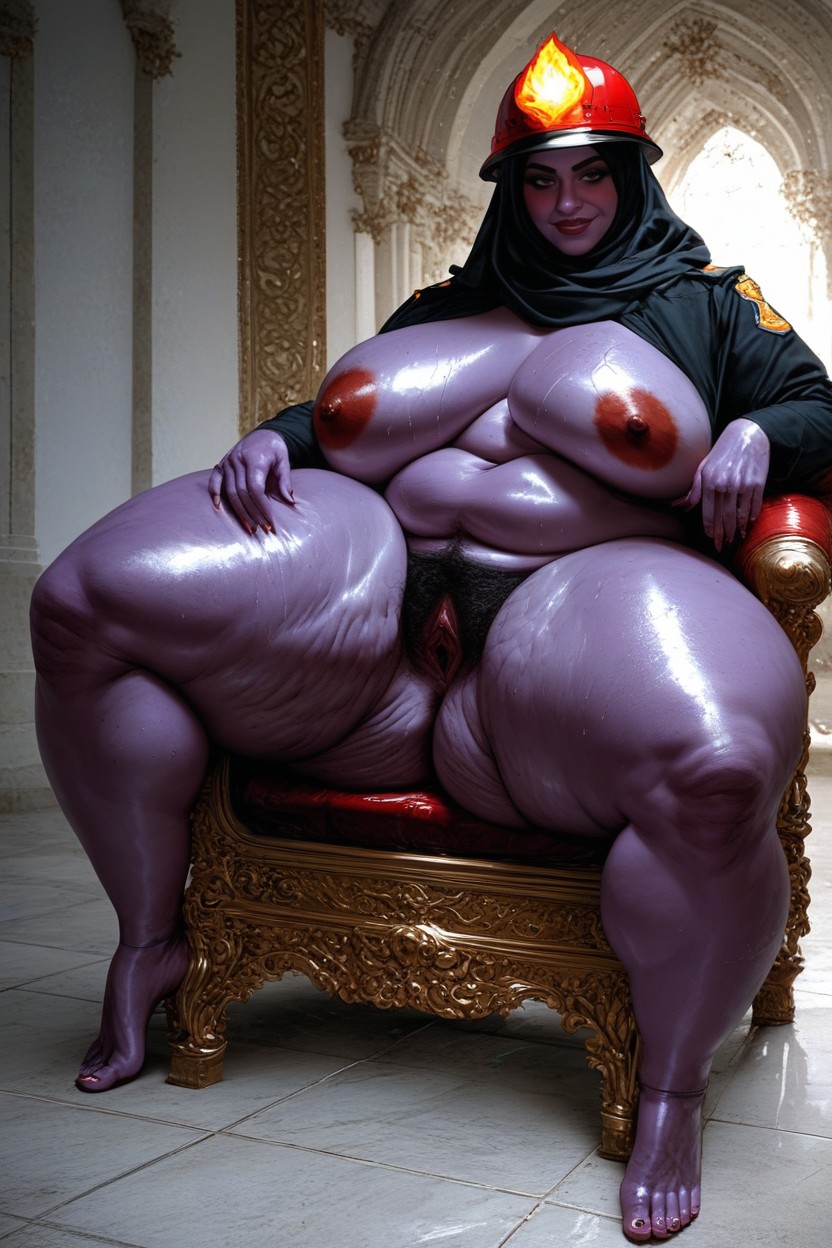 Oiled Skin, Naked, Sweaty BBW AI Porn