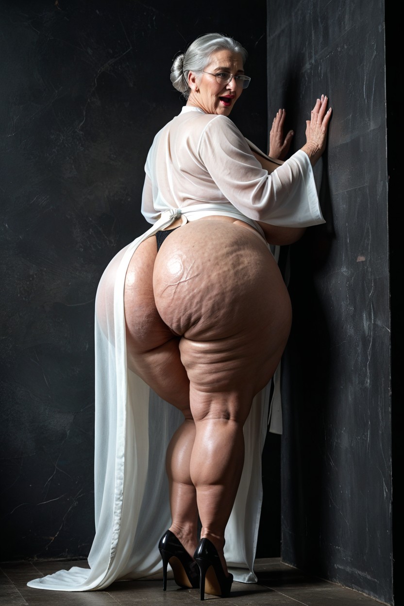 Hyper Deep Ass Crack, Looking At Viewer, Classic Silver Glasses BBW AI 야짤