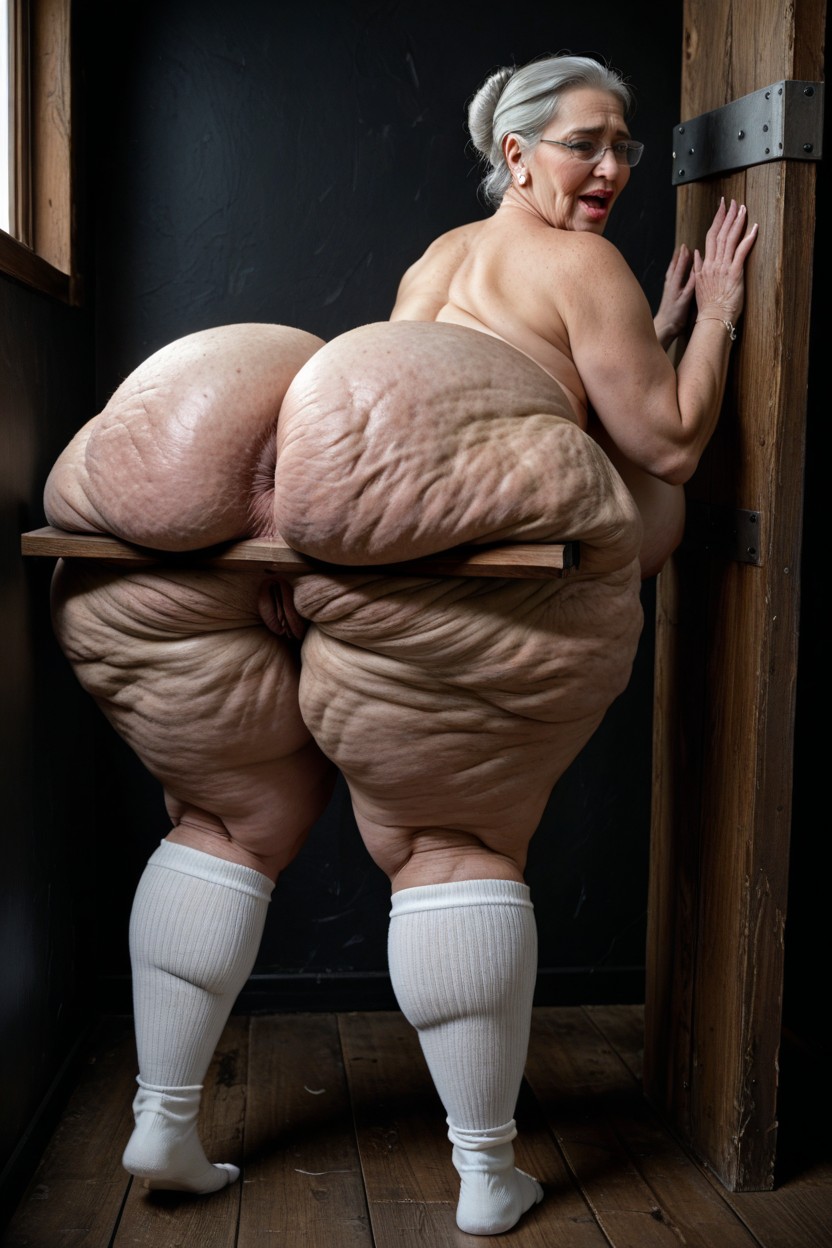 Slutty Granny, Wide Hips, Side View BBW AI Porn