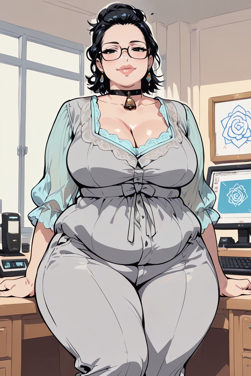 Hyper Fat, Bright Windows, Female Scholar BBW AI Porn