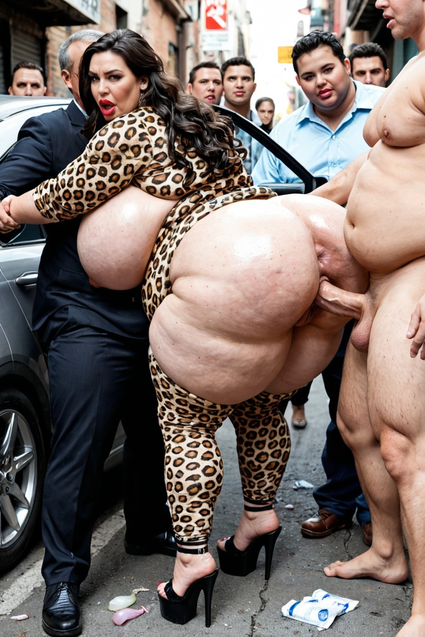 Animalprint Fur Coat, Hyper Butt, Extreme Shouting BBW AI Porn