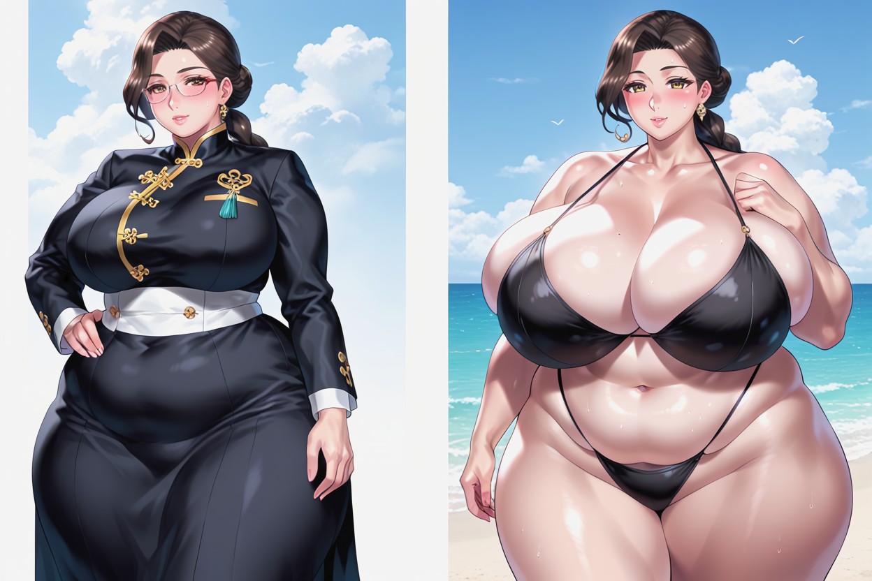 아시아 여성, Standing Up Confidently, Loradrastic_mega_massive_thick_fat_ass_expansion BBW AI 야짤