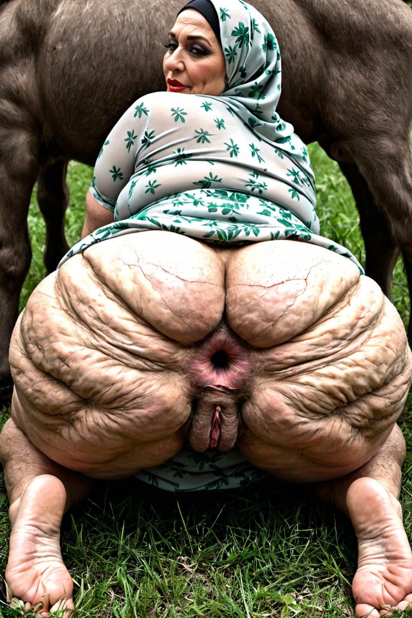 Donkey Ass, Both Are Pale Skinned, Stranding BBW AI Porn
