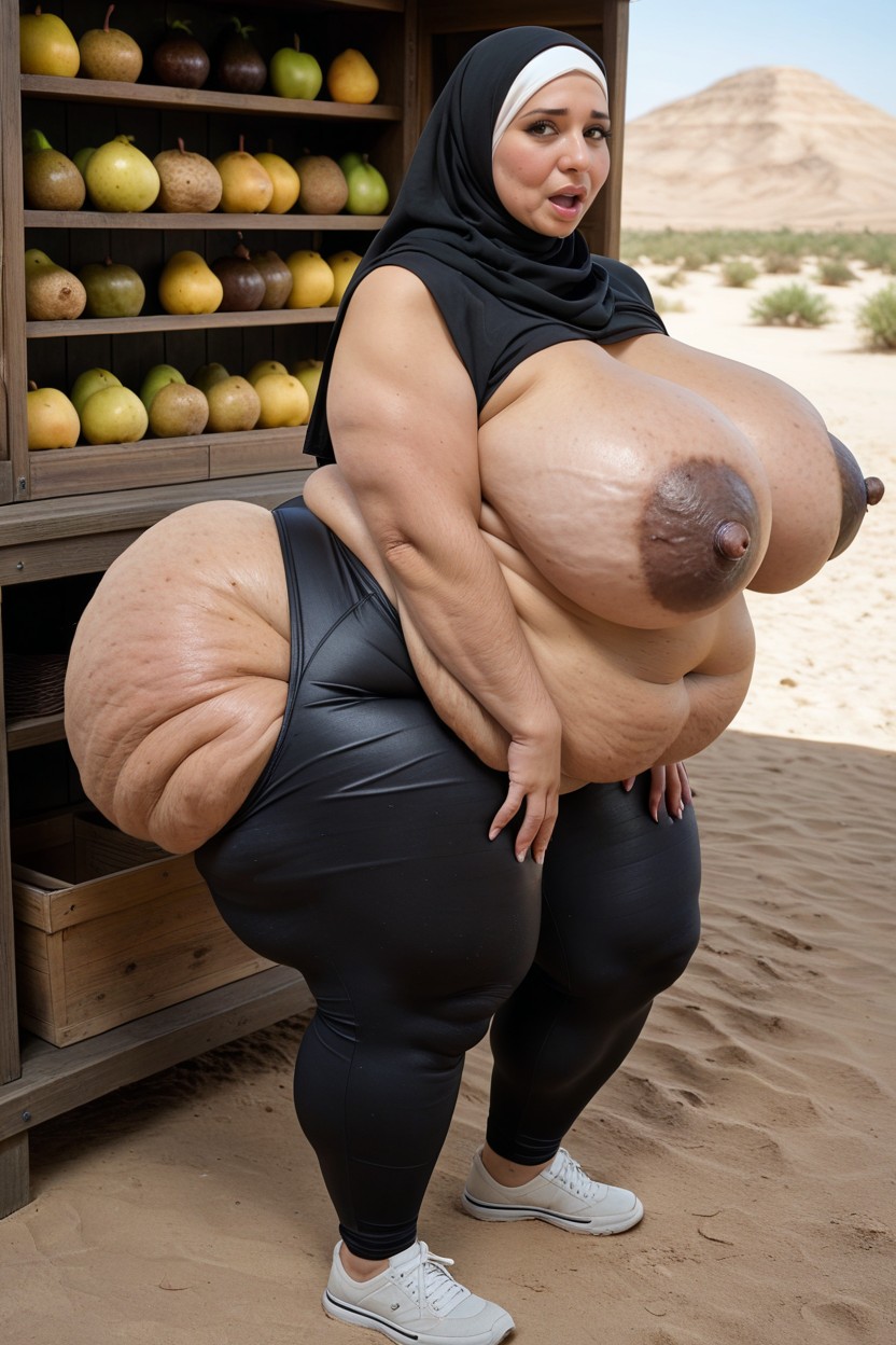 Obese Ass, Tight Printed Leggings, Large Nose BBW AI Porn