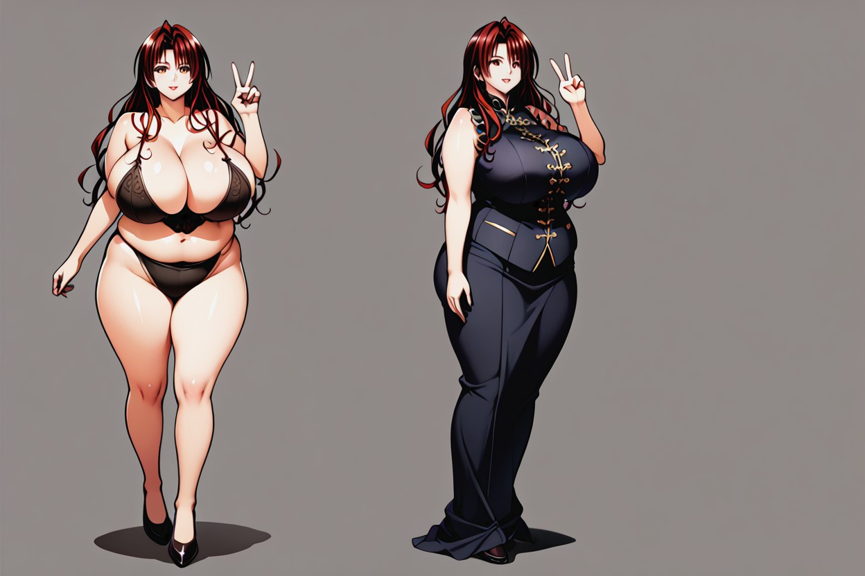 Extremely Large Ass, Thick Thighs, Lorathe_most_significant_drastic_before-and-after_comparison_of_growth_more_voluptuous BBW AI Porn