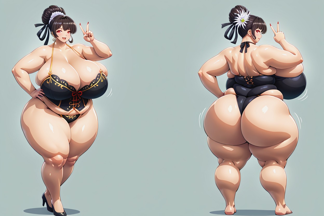 Lorathe_most_significant_drastic_before-and-after_comparison_of_growth_more_voluptuous, Breast Expansion, Extremely Large Ass BBW AI Porn