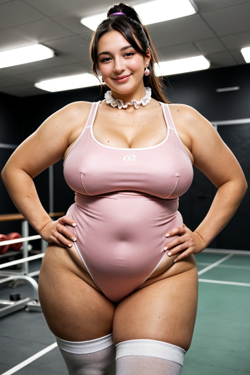 Warm Orange Light, Looking At Viewer, Wholesome BBW AI Porn