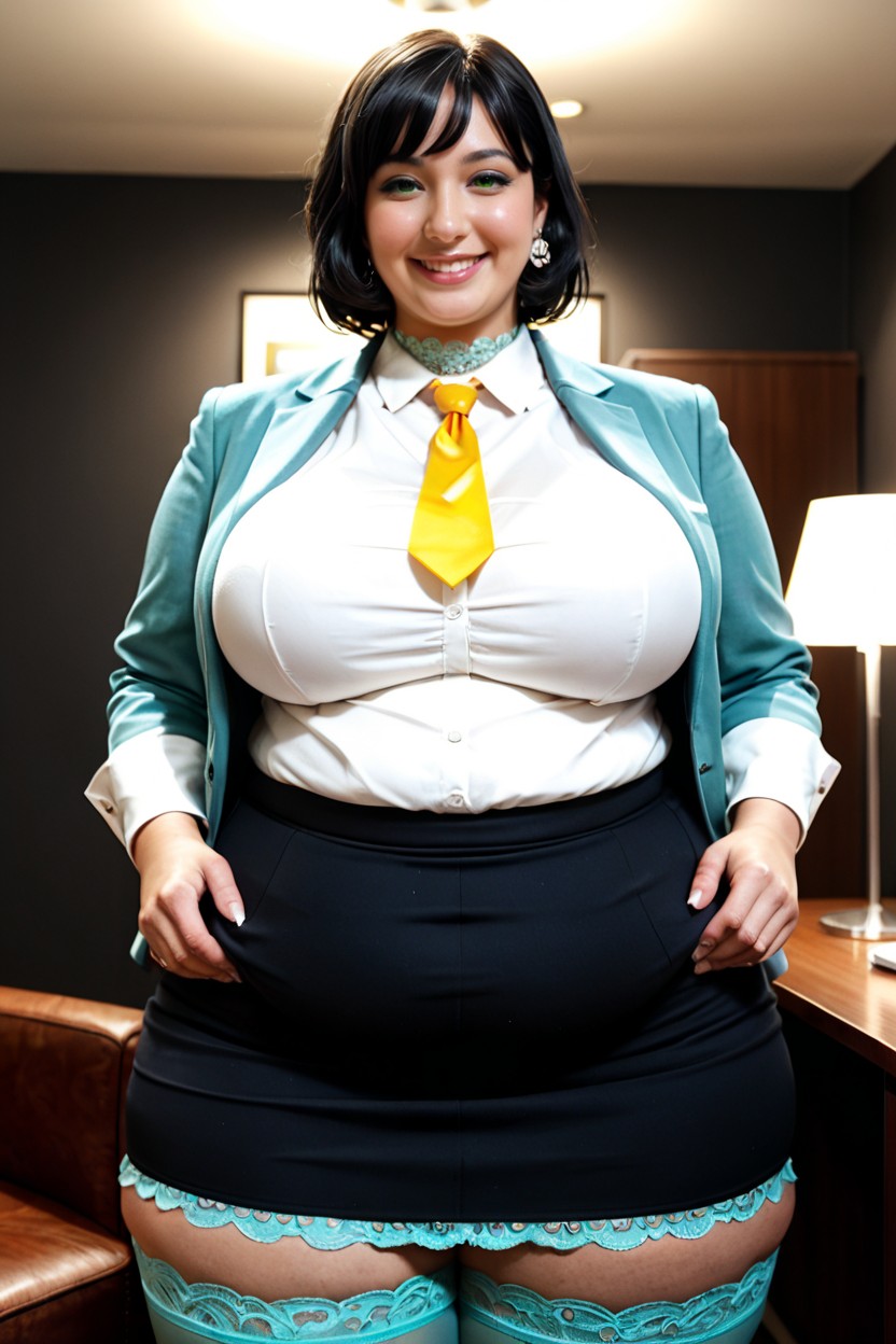Fully Clothed, Jacket And Tight Skirt, Black Eyes Porno BBW IA