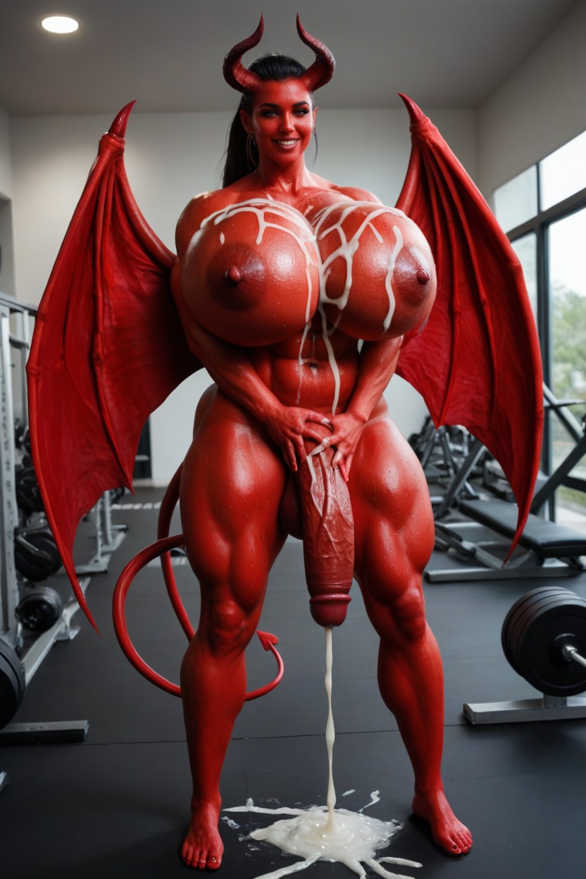 Red Color Breasts, Hyper Large Muscles, Corrida Porno BBW IA