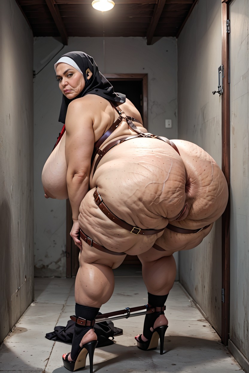 Dark Brown Skin, Sweaty, Tired BBW AI Porn