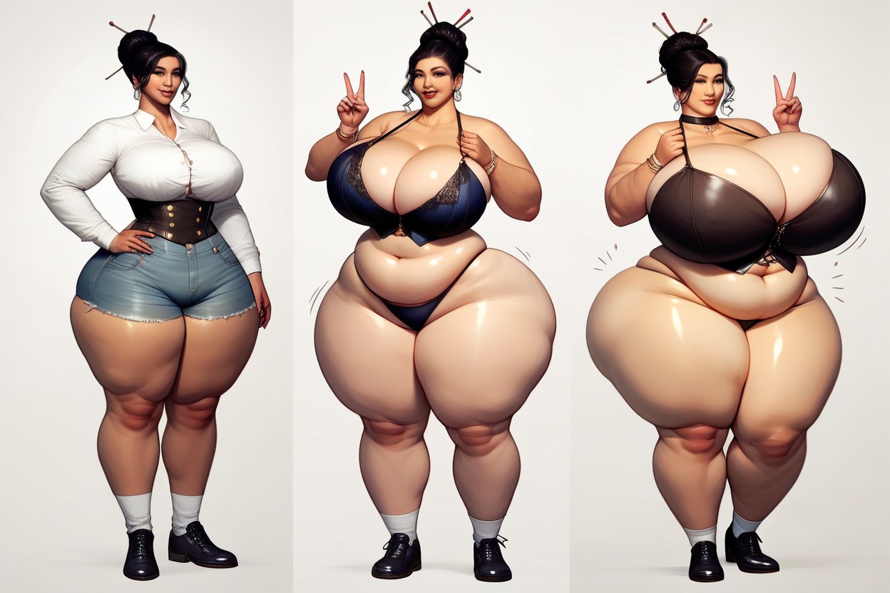 Asiática, Muslos Gruesos, Extremadamente Pesado En La Parte Inferior Porno BBW IA