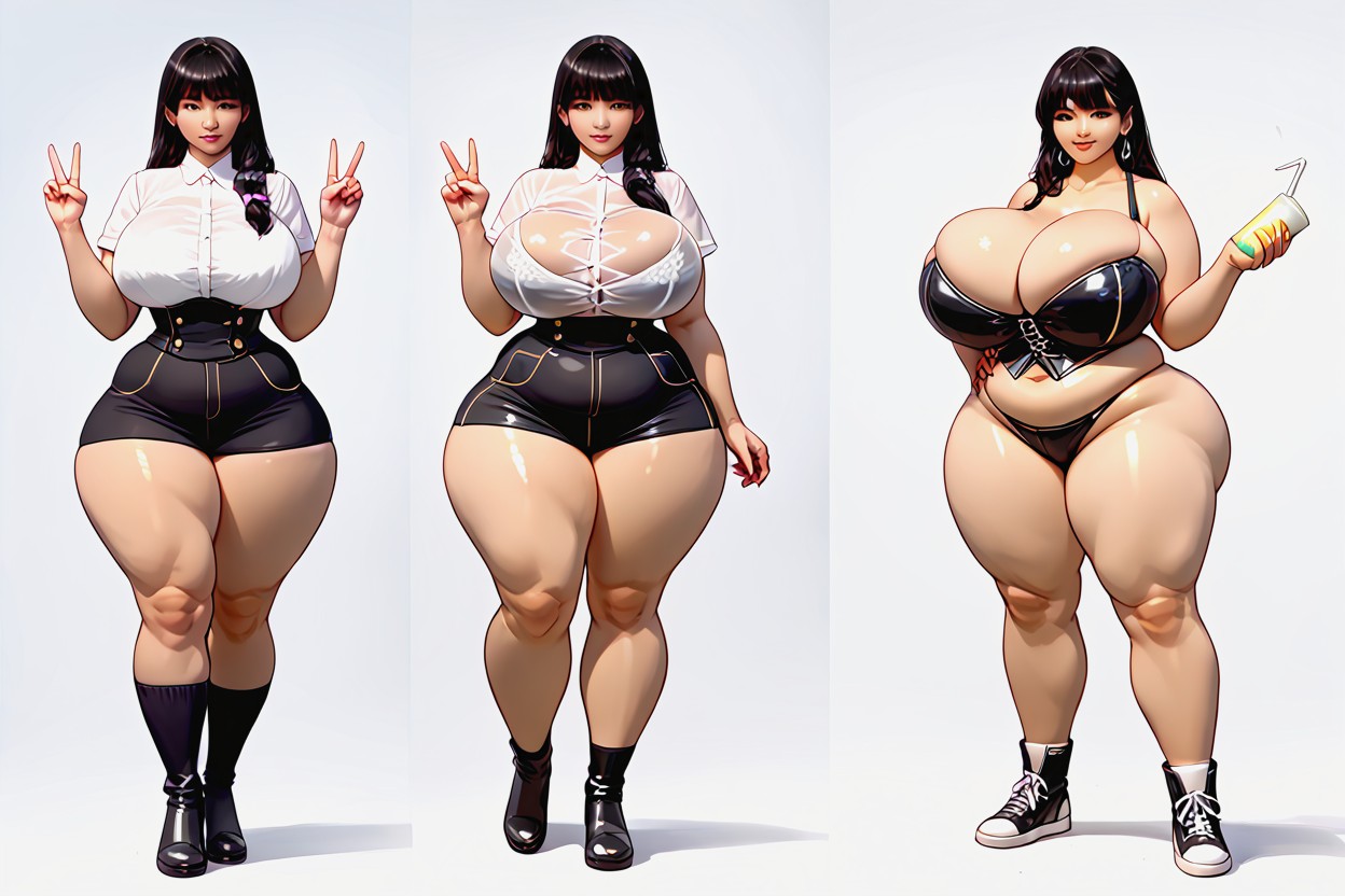 Lorathe_most_significant_drastic_before-and-after_comparison_of_growth_more_voluptuous, Extremely Large Ass, Weight Gain BBW AI Porn