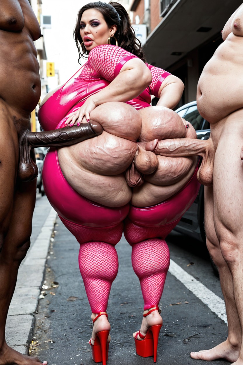 Hanging Cocks Galore, Used Condoms, Crowd Groping Tits BBW AI Porn
