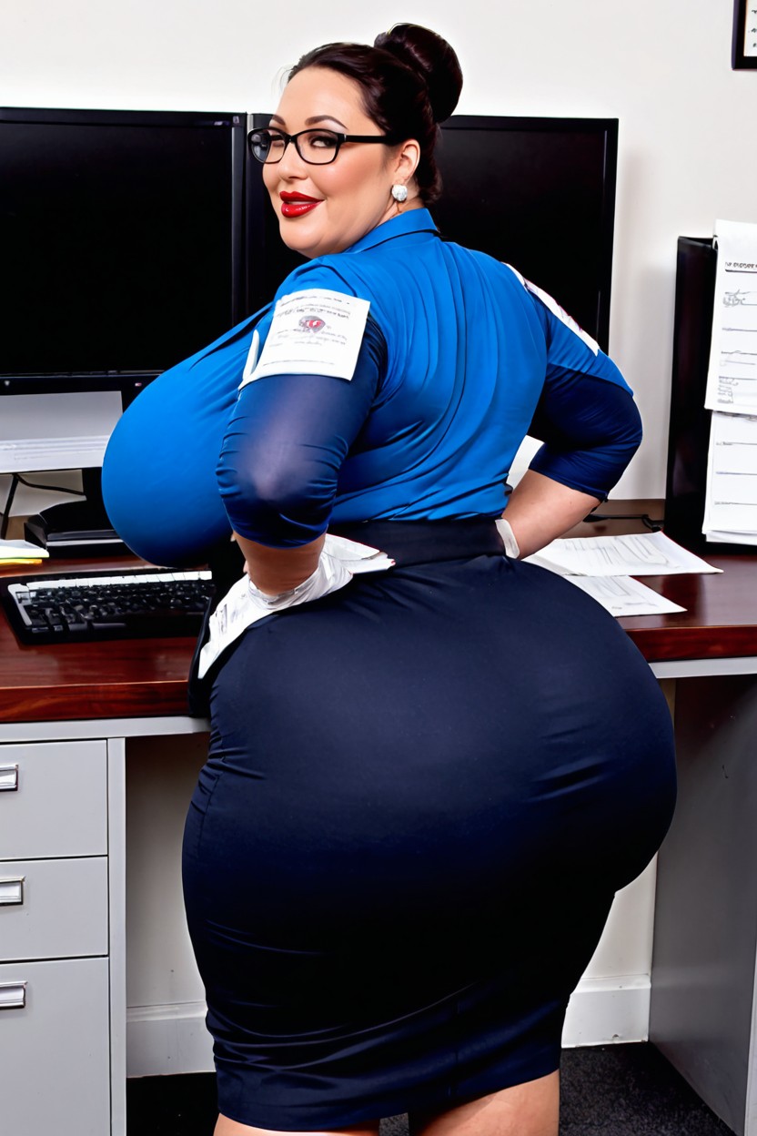 Quiet Intellectual, Tidy Desk, Choker With Bell BBW AI Porn