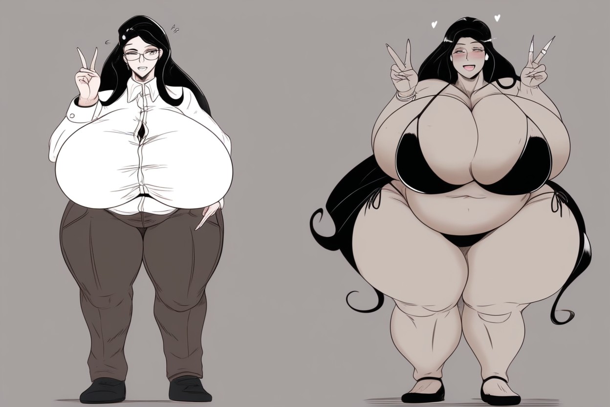 Busty Gargantuan Colossal Huge Fat Beasts Growing Larger, Thick, Huge Anime Proportions BBW AI Porn