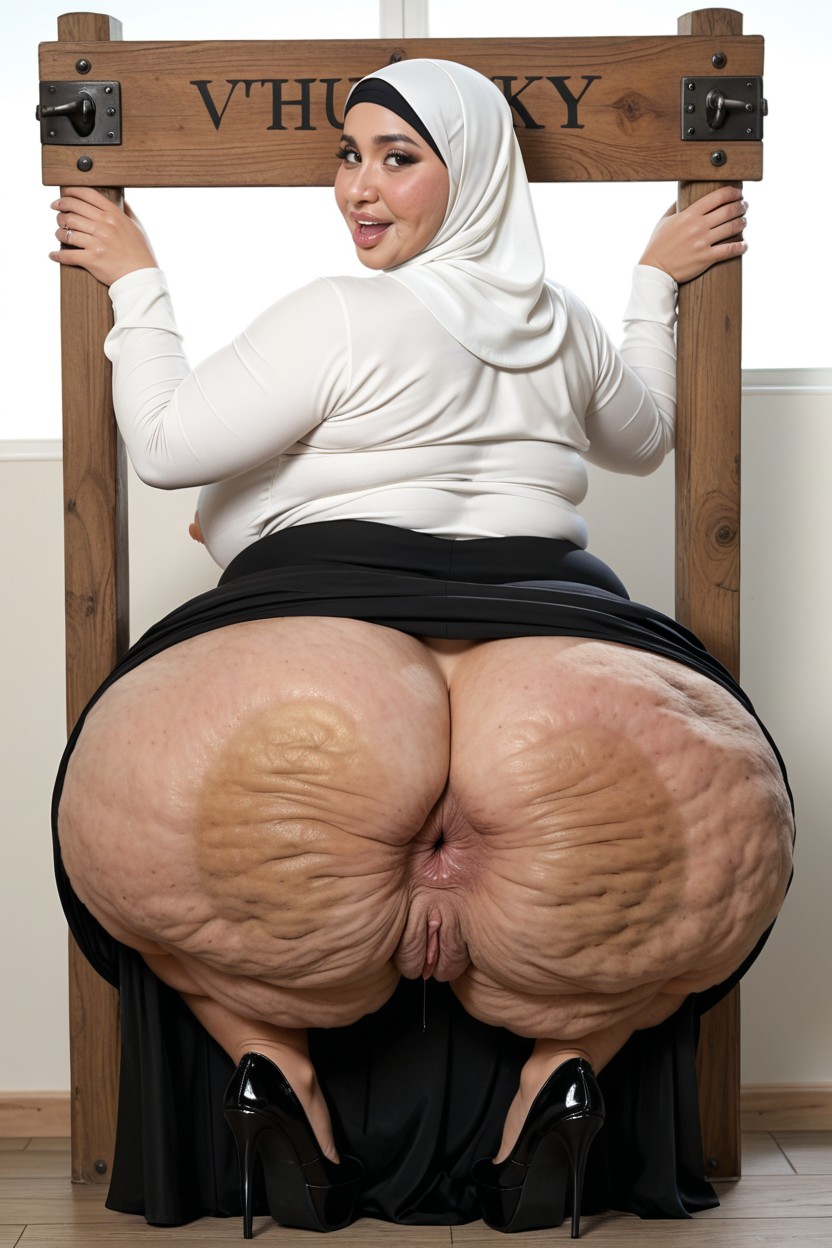 Fat Face, Extremely Attractive Natural Face, Detailed Gape BBW AI Porn