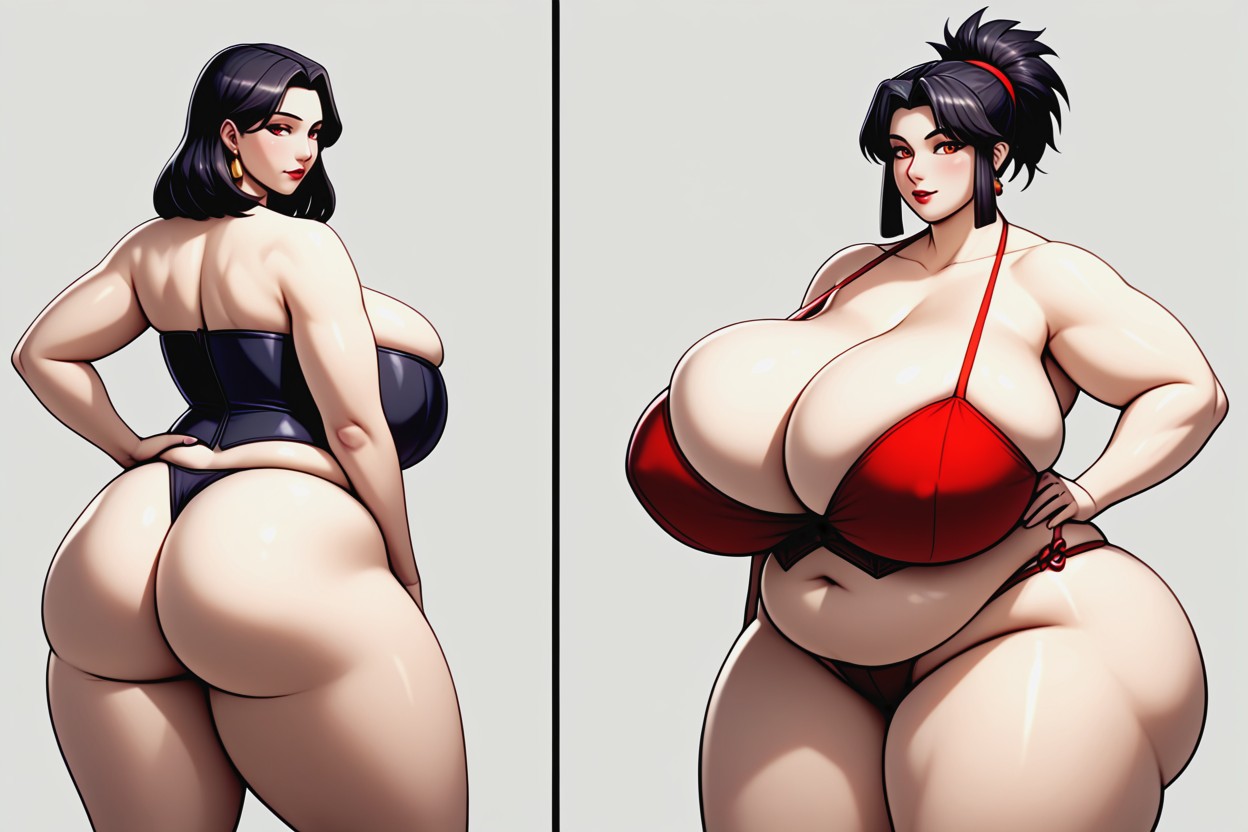 Wearing A Simple Black Peace Bikini Disappearing Under Her Vast Fatter_mega_bustier_curves, Extremadamente Pesado En La Parte Inferior, Lee Porno BBW IA