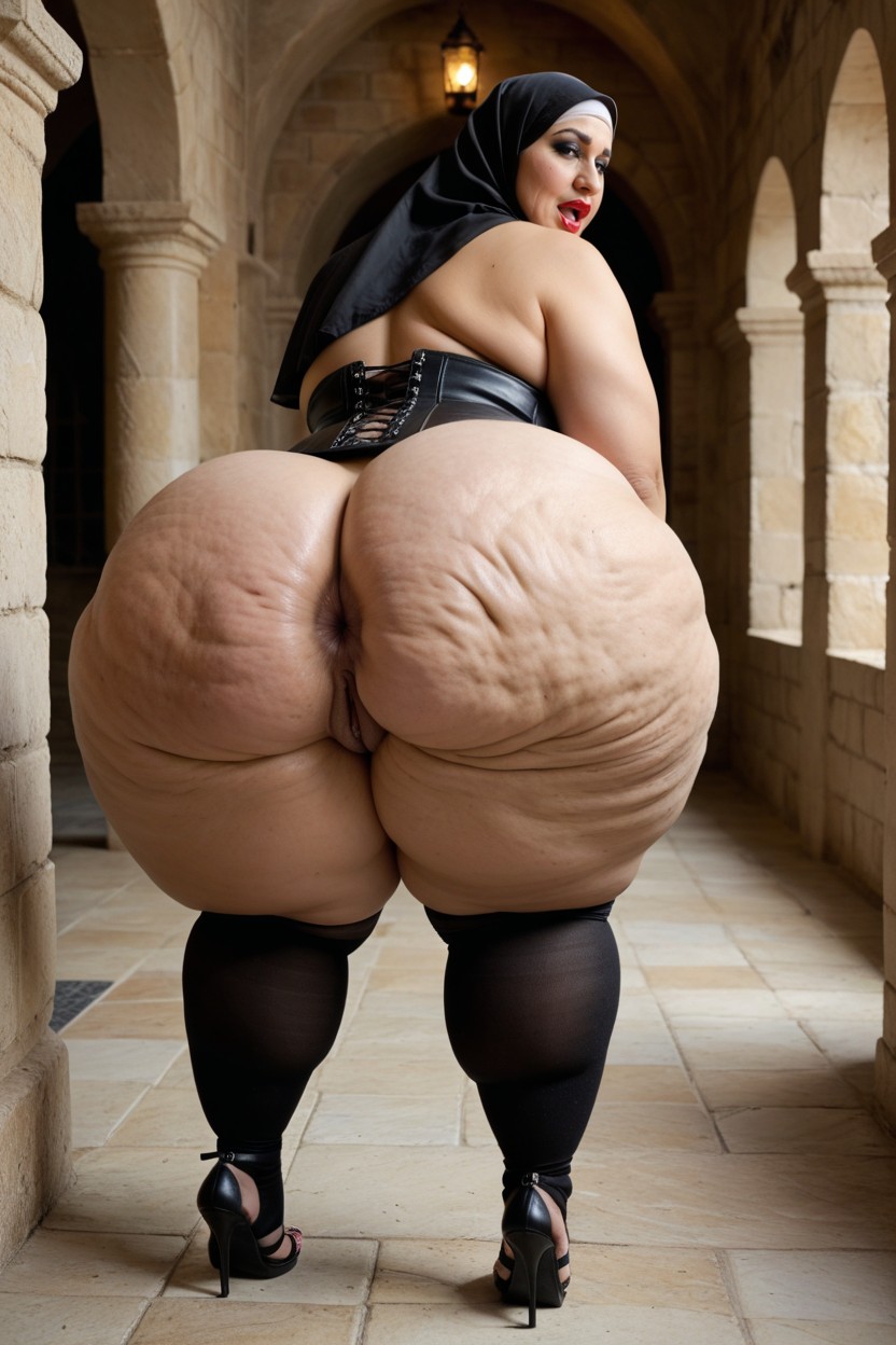 Rear View, Goth, Black Corset BBW AI Porn