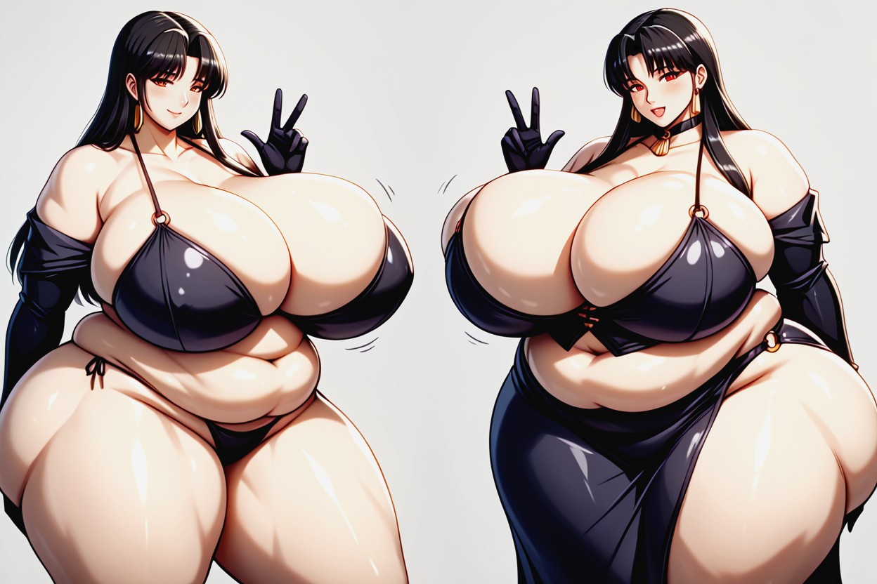Breast Growth, Loraperfect_immense_drastic_monumental_ultra-hyper_enlarging_fatter_mega_breast_expansion, Standing BBW AI Porn