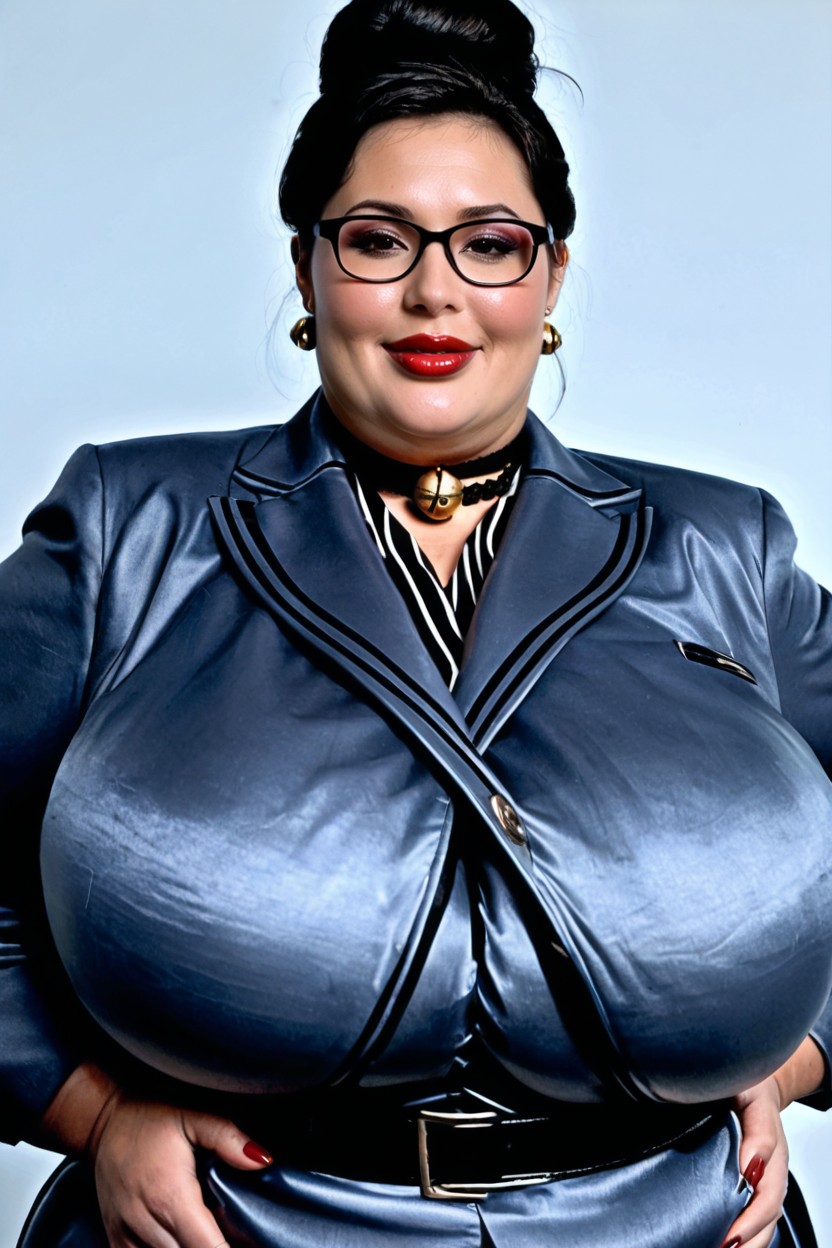 Stand Upright, Earrings, Double Chin BBW AI Porn