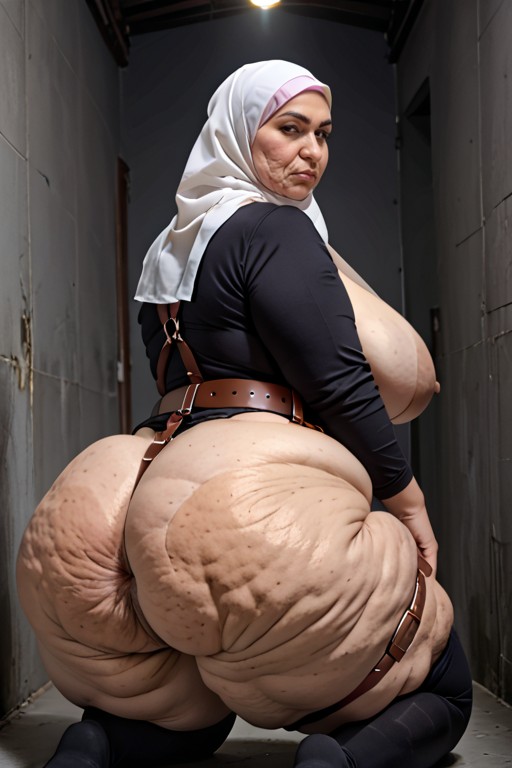 Pervertedly Insidious Glare, Kneeling, Veiny Cellulite Ass BBW AI Porn