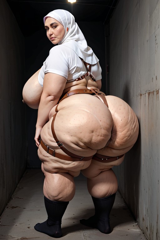 Slight Profile View, Extremely Large Ass, Side View BBW AI Porn