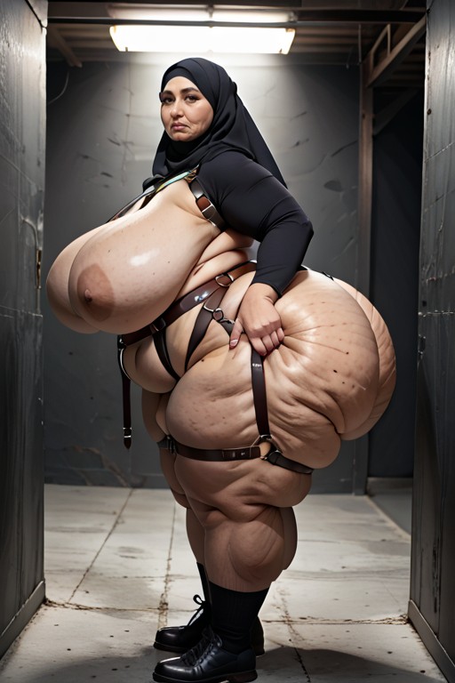 Pigeon-toed Stance, Hyper Morbid Obese Ass, Breast Expansion BBW AI Porn