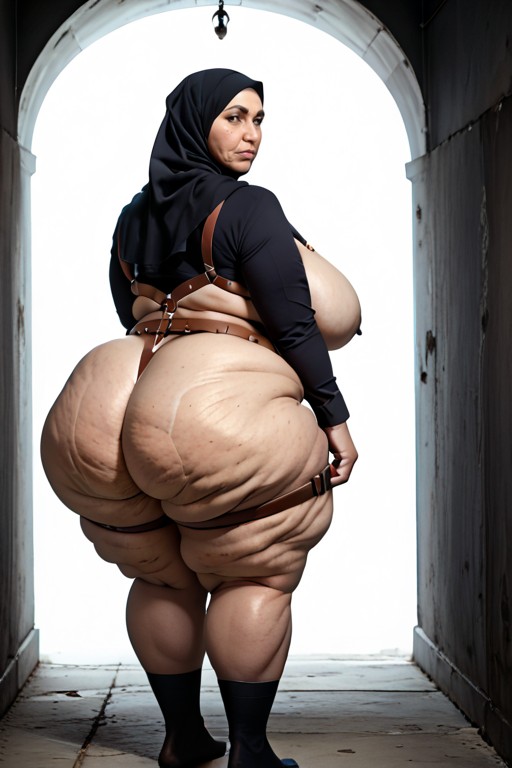 Hyper Wide Ass, Bored, Gaping Reddish Asshole BBW AI Porn