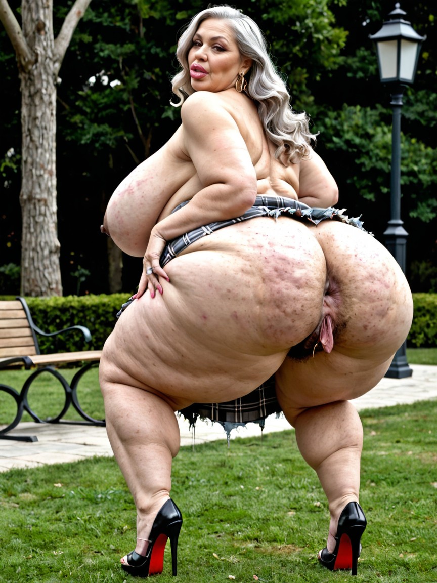 Hyper Obese Bottom Heavy, Mirando Al Espectador, Arbusto Peludo Porno BBW IA