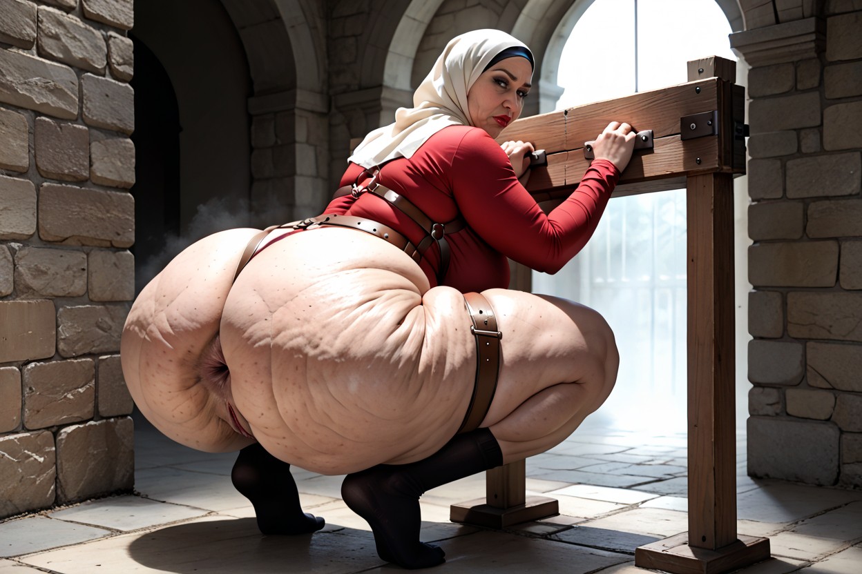 Full Body, Hyper Enormous Juicy Donkey Ass, Folded Curvy Body BBW AI Porn