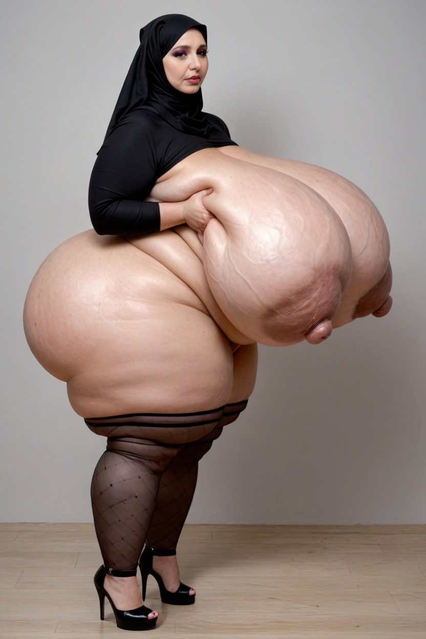 Saggy Heavy Veiny Tits, Bunny Ears, Giant Dildo BBW AI Porn