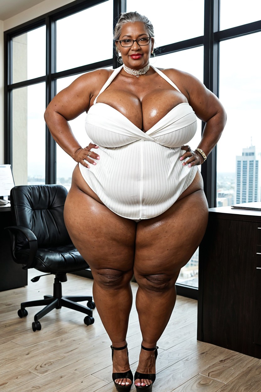 Wearing Glasses, African Milf, Grey Hair BBW AI Porn