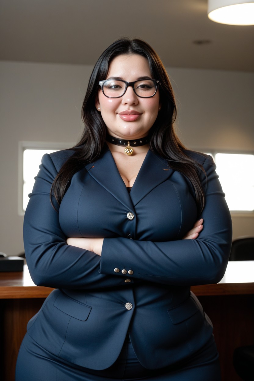 Profoundly Cinematic, Glossy Full Lips, Modern Skyscraper Office Porno BBW IA