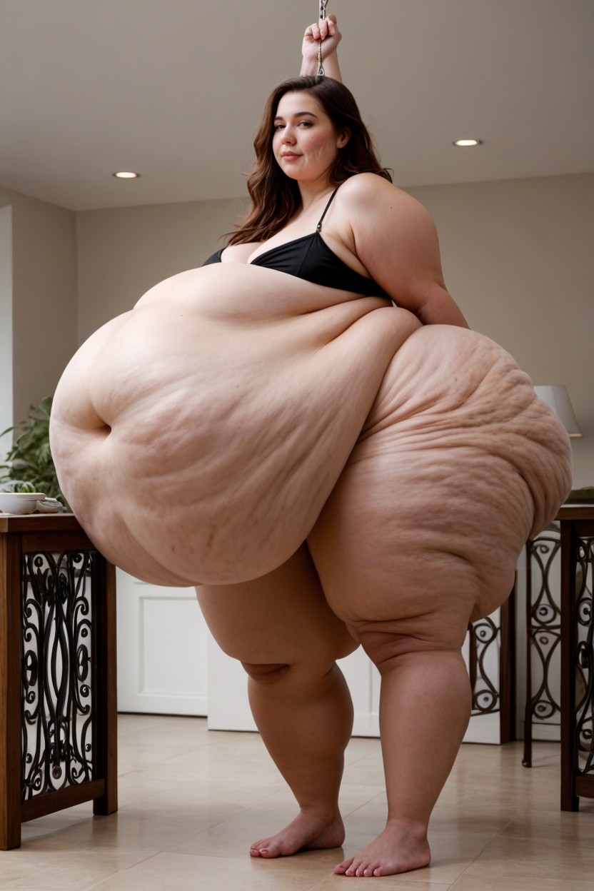 18+, Stretch Marks In Belly, Her Belly Has A Pendulous Look To It BBW AI Porn