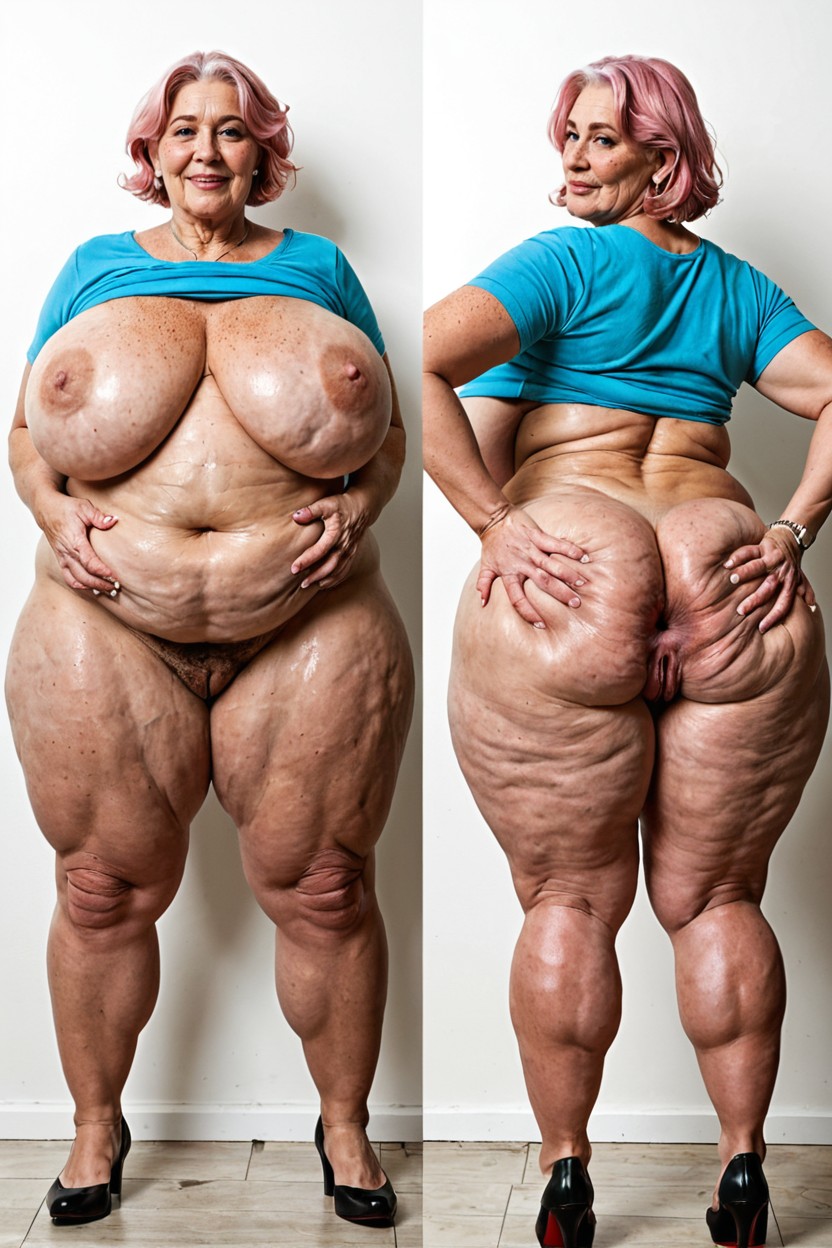 Gaping Pussy, Standing, 60+ BBW AI Porn