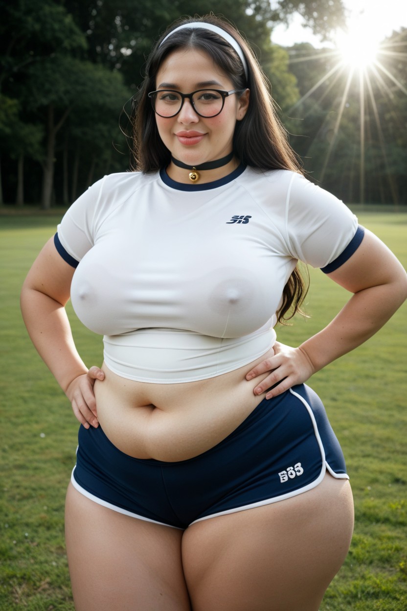 Round Double Chin, Hair Band, Early Afternoon BBW AI Porn