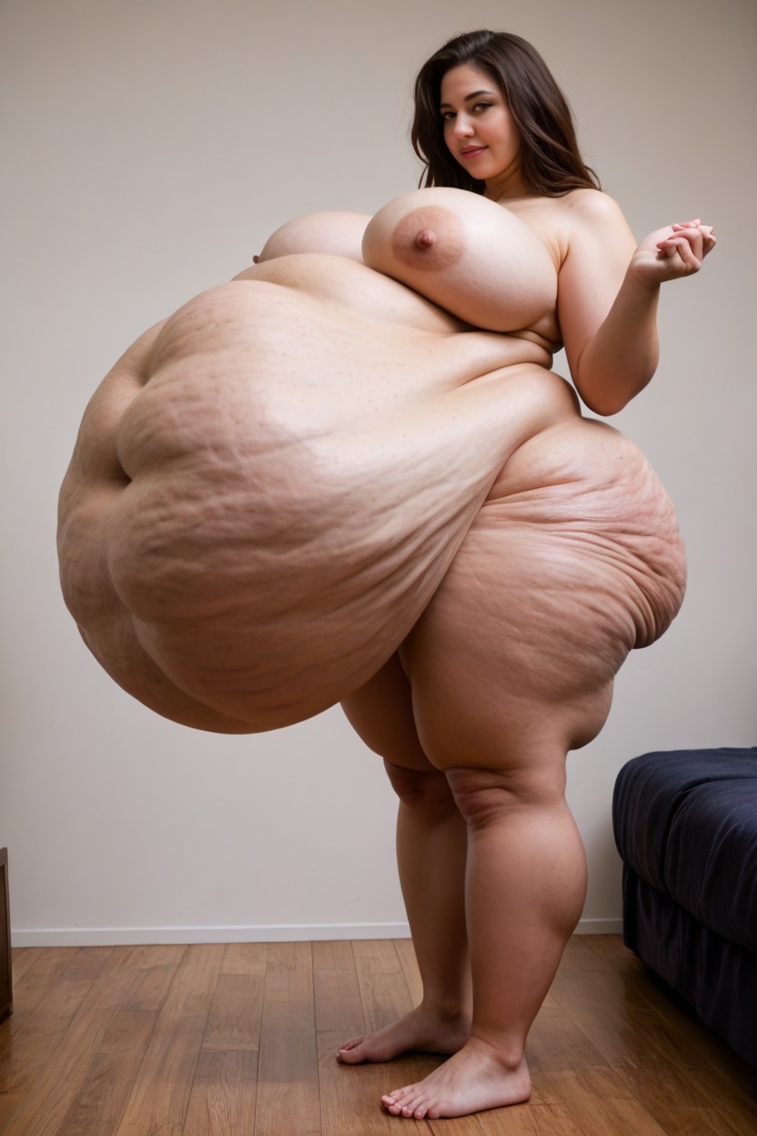 Is Saggier, Stretch Marks In Belly, Deep Navelhyper Deep Navel BBW AI Porn